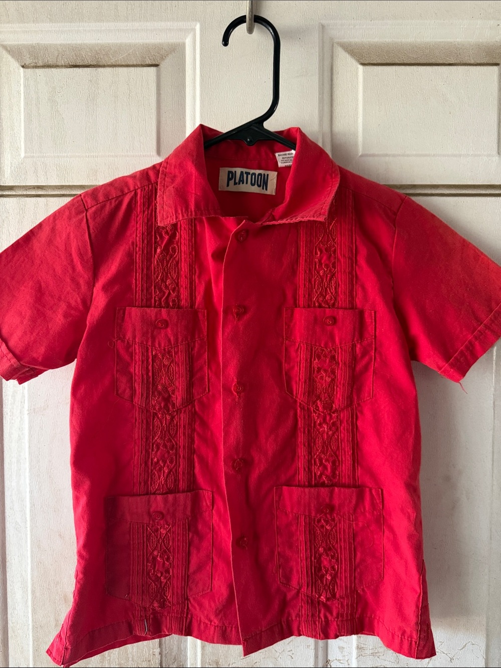 Boys' Red Embroidered Button-Down Shirt